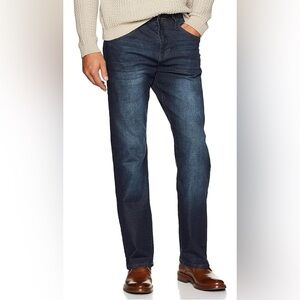 IZOD Men's Denim Jeans - Comfort Stretch Mid Rise Relaxed Fit, 30x32 Dark Harlow